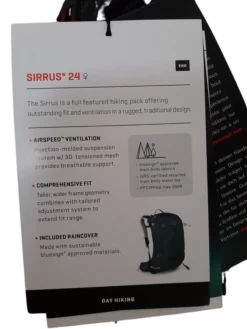 Sac à Dos Sirrus Osprey 24L Neuf -Magasin De Camping En Plein Air 9979f8b62b4added94032800ab4bc57b